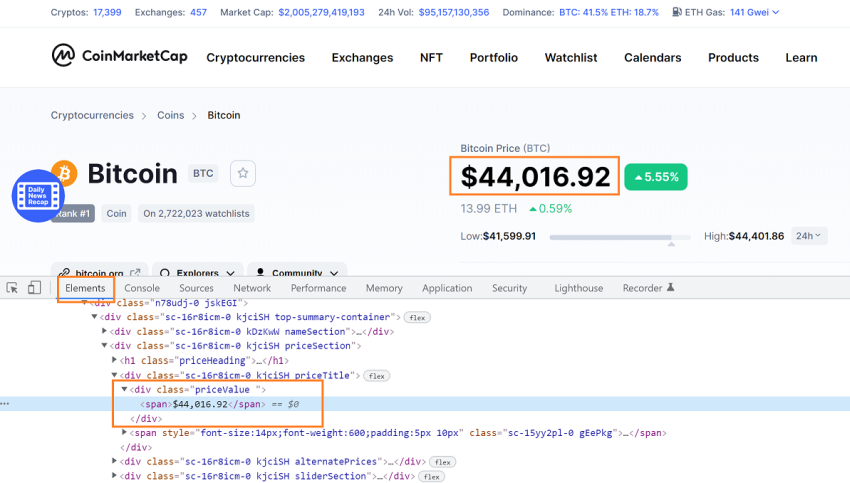 Extract Bitcoin Price In Realtime
